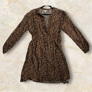 Leopard Print Long Sleeve Dress